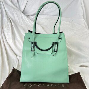 [RARE] Coccinelle Celeste Saffiano Leather Tote in Acquamarina